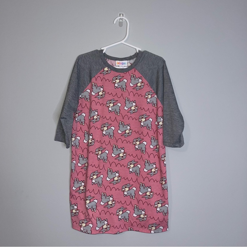 LuLaRoe Kids Shirt with Pink and Gray Disney’s Thumper Print Girls 10